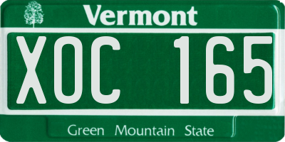 VT license plate XOC165