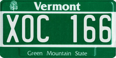 VT license plate XOC166