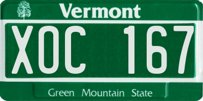 VT license plate XOC167