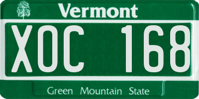VT license plate XOC168
