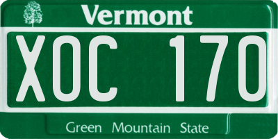 VT license plate XOC170