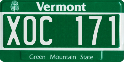 VT license plate XOC171
