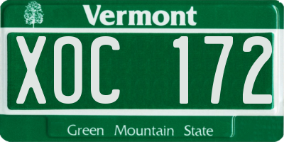 VT license plate XOC172