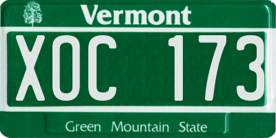 VT license plate XOC173