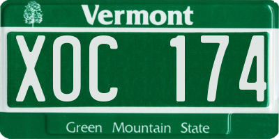 VT license plate XOC174