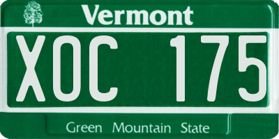 VT license plate XOC175