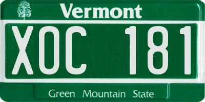 VT license plate XOC181