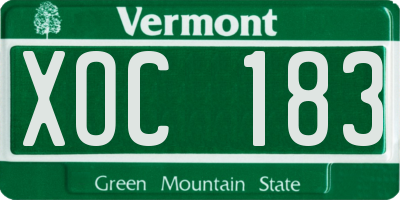 VT license plate XOC183