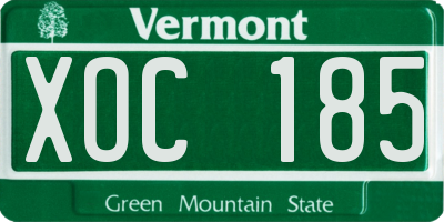 VT license plate XOC185