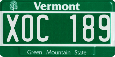 VT license plate XOC189