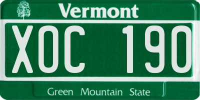 VT license plate XOC190
