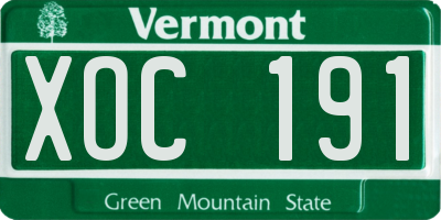 VT license plate XOC191