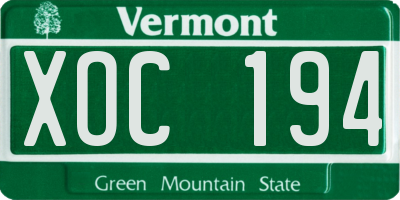 VT license plate XOC194