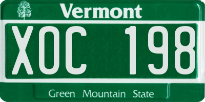 VT license plate XOC198