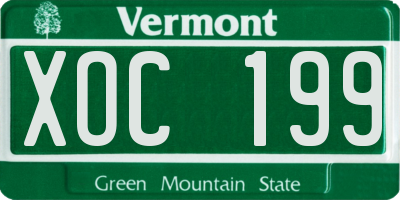 VT license plate XOC199