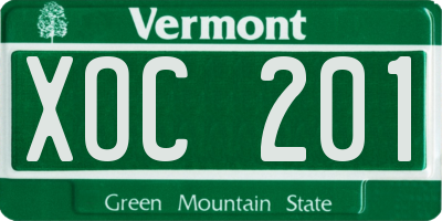 VT license plate XOC201