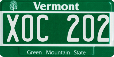 VT license plate XOC202