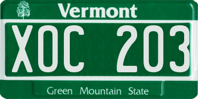 VT license plate XOC203
