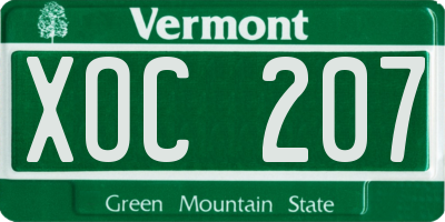 VT license plate XOC207
