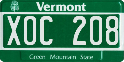 VT license plate XOC208