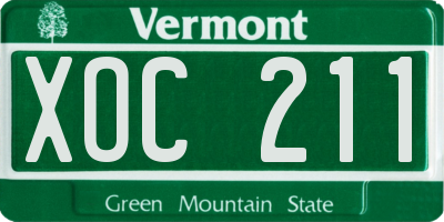 VT license plate XOC211