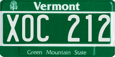 VT license plate XOC212