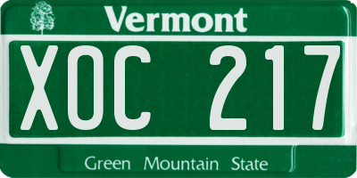 VT license plate XOC217