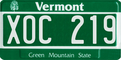 VT license plate XOC219
