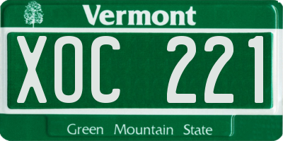 VT license plate XOC221