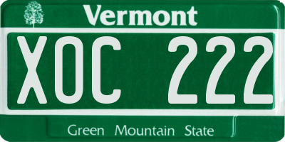 VT license plate XOC222