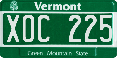 VT license plate XOC225