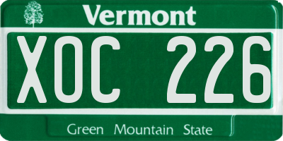 VT license plate XOC226