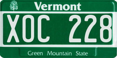 VT license plate XOC228