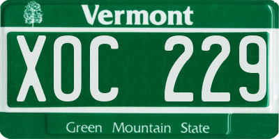 VT license plate XOC229