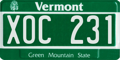 VT license plate XOC231