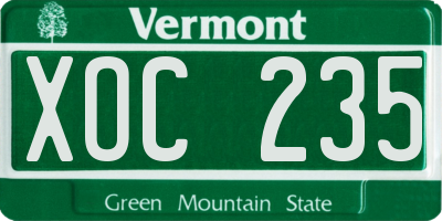 VT license plate XOC235
