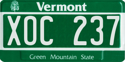 VT license plate XOC237