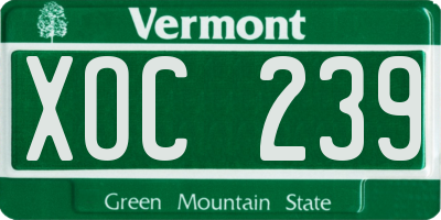VT license plate XOC239