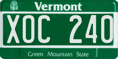 VT license plate XOC240