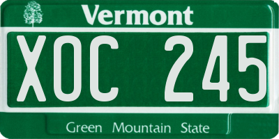 VT license plate XOC245