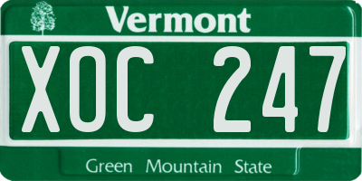 VT license plate XOC247