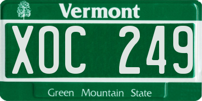 VT license plate XOC249