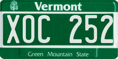 VT license plate XOC252