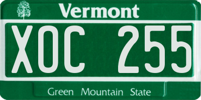 VT license plate XOC255