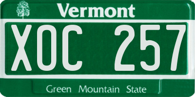 VT license plate XOC257