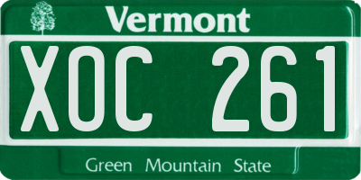 VT license plate XOC261