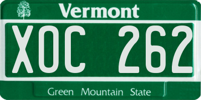VT license plate XOC262