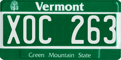 VT license plate XOC263