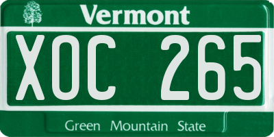VT license plate XOC265