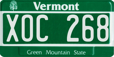 VT license plate XOC268